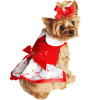 Doggie Design Red Velvet Christmas Dress Belt Fur Trim Leash Holiday Party Set
