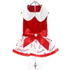Doggie Design Red Velvet Christmas Dress Belt Fur Trim Leash Holiday Party Set