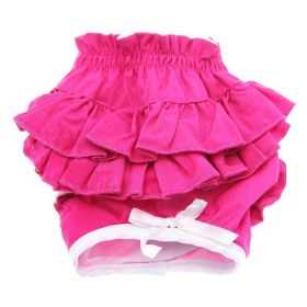 Doggie Design Ruffled Cotton Pink Dog Panties Breathable Decorative Diaper Cover Bloomers (Size: X-Large)