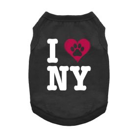 Unbranded — I Love New York Dog Shirt — Cotton Graphic Style Comfortable Lightweight Tank Everyday Wear Small Medium Large Dogs (Color: Jet Black, Size: X-Small)