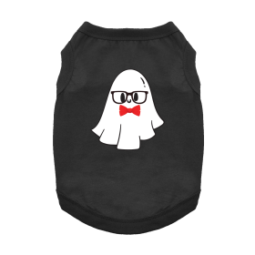 Doggie Design — Nerdy Ghost Dog Shirt — Classic Charming Cotton Comfortable Fit Playful Halloween Style All Breeds All Sizes Seasonal Outfit (Color: Jet Black, Size: X-Small)