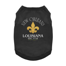 Doggie Design — New Orleans Mardi Gras Dog Shirt — Party Festive Bold Print Lightweight Comfortable Fit All Sizes Seasonal Style (Color: Jet Black, Size: X-Small)
