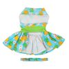 Touchdog — Pineapple Luau Dog Harness Dress — Matching Leash Tropical Beach Print with D-Ring for Cheerful Summer Outings and Photos