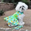 Touchdog — Pineapple Luau Dog Harness Dress — Matching Leash Tropical Beach Print with D-Ring for Cheerful Summer Outings and Photos