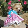 Unbranded — Pink & Blue Plumeria Floral Dog Dress Matching Leash Soft Hook & Loop Fit Breezy Spring Outings Everyday Wear