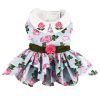 Doggie Design — Floral Ruffled Dog Dress — Elegant Spring Outfit Leash Included Tea Party Embroidered Collar Garden Fashion Lightweight Seasonal