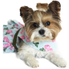 Doggie Design — Floral Ruffled Dog Dress — Elegant Spring Outfit Leash Included Tea Party Embroidered Collar Garden Fashion Lightweight Seasonal