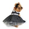 Doggie Design — Black White Polka Dot Dog Dress — Tulle Lining Rhinestone Button Detail D‑Ring Leash Set Fashion Style Heavy‑Duty Re‑enforced