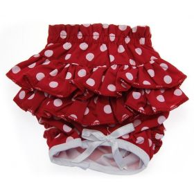 Dog Helios Polka Dot Ruffle Panties Stretch Washable Diaper Cover (Size: X-Large)