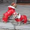 Ruffin It — Red Warm Waterproof Dog Snowsuit — Sherpa Lined Hooded Coat Jacket Insulated Winter Protection Comfortable Fit Small Medium Dogs