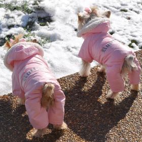 Doggie Design Red Dog Snowsuit Sherpa Lined Hooded Insulated Winter Coat (Color: Pink, Size: small)