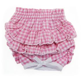 Doggie DesignRuffled Pink Gingham Dog Panties Decorative Diaper Cover Bloomers (Size: X-Large)