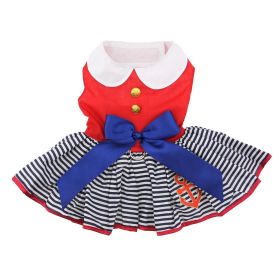 Doggie Design — Sailor Girl Dog Dress — Matching Leash Patriotic Nautical Theme Brass Buttons Party Ready Seasonal Outings Photo Moments Classic Style (Size: X-Small)