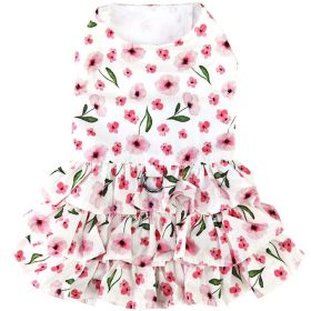 Doggie Design — Spring Wildflower Dog Dress — Matching Leash Floral Charming Style Cotton Light Seasonal Look Warm Weather Walks Photo Moments (Size: X-Small)