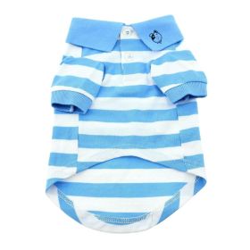 Striped Dog Polo Shirt Embroidered Cotton Light Blue Niagara White Casual (Color: Blue Niagara and White, Size: medium)