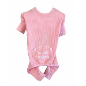 Doggie Design Sweet Dreams Thermal Pajamas Cozy Waffle Knit Sleepwear Gray (Color: Pink, Size: X-Small)
