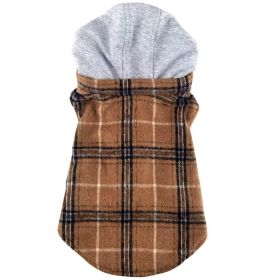 Unbranded — Dog Coat Weekender Sweatshirt Hoodie Detachable Hood Flannel Cozy Warm Comfortable Everyday Wear (Color: Brown & Black Plaid Flannel, Size: X-Small)