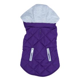 Unbranded — Dog Coat Weekender Sweatshirt Hoodie Detachable Hood Flannel Cozy Warm Comfortable Everyday Wear (Color: Purple, Size: X-Small)