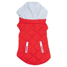 Dog Sweatshirt Hoodie Detachable Hood Flannel Coat Weekender Plaid Fleece Outfit (Color: Red, Size: X-Small)