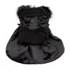 Doggie Design Wool Dog Harness Coat Faux Fur Trimmed Matching Leash Set Red