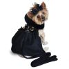 Doggie Design Wool Dog Harness Coat Faux Fur Trimmed Matching Leash Set Red