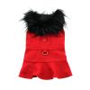 Doggie Design — Wool Fur Trimmed Dog Harness Coat — Classic Warm Fashionable Premium Faux Fur Luxury Matching Leash Comfortable Fit