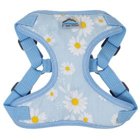 Doggie Design — Wrap and Snap Harness — Soft Mesh Adjustable Choke Free Comfortable Secure Fit Easy Step In Everyday Walking Design (Color: Blue Daisy, Size: X-Small)