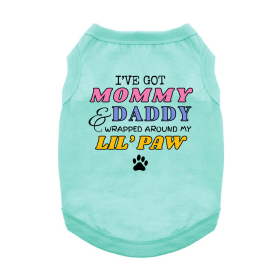 Unbranded — Wrapped Around My Lil Paw Dog Shirt Playful Cotton Colorful Graphic Lightweight Comfortable Fit Everyday Style (Color: Teal, Size: X-Small)