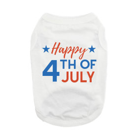 Doggie Design Happy 4th of July Dog Shirt Patriotic Tee Celebration (Color: White, Size: X-Small)