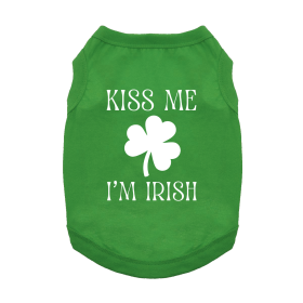 Doggie Design Kiss Me Im Irish Dog Shirt St Patricks Day Celebration (Color: Emerald Green, Size: X-Small)