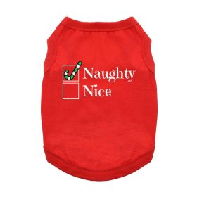 Doggie Design Naughty Dog Shirt Holiday Red Christmas Tee (Color: Red, Size: X-Small)