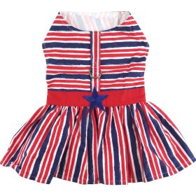 Doggie Design Patriotic Dog Dress Stars Stripes Harness Matching Leash (Size: X-Small)