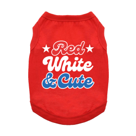 Doggie Design Red White and Cute Dog Shirt Patriotic Tee Celebration (Color: Flame Scarlet Red, Size: X-Small)