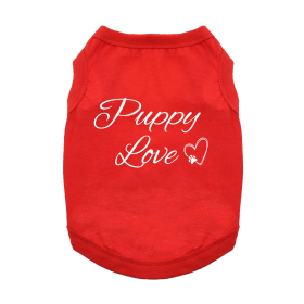 Doggie Design Puppy Love Dog Shirt Flame Scarlet Red Valentine Tee (Color: Flame Scarlet Red, Size: X-Small)