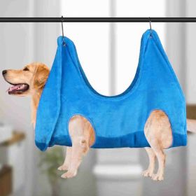 Pet Grooming Hammock Stress-Free Restraint System Flannel Suspended Sling S-Hooks CCS (Option: Blue-S)