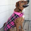 Doggie Design Reversible Fleece Lined Puffer Dog Coat Pink Plaid