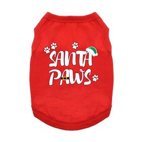 Doggie Design Santa Paws Dog Shirt Holiday Red Christmas Tee (Color: Red, Size: X-Small)