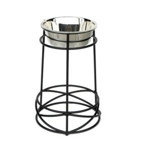 PetsStop — Tall Mesh Single Elevated Dog Feeder — Wrought Iron Frame & Large Stainless Steel Bowl Durable Stable Design for Tall and Large Breed Dogs (Option: Large)